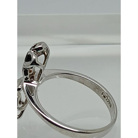 Vintage Sterling Silver Floral Ring Pink Green Tourmaline Gemstone Size 7 - Picture 9 of 10